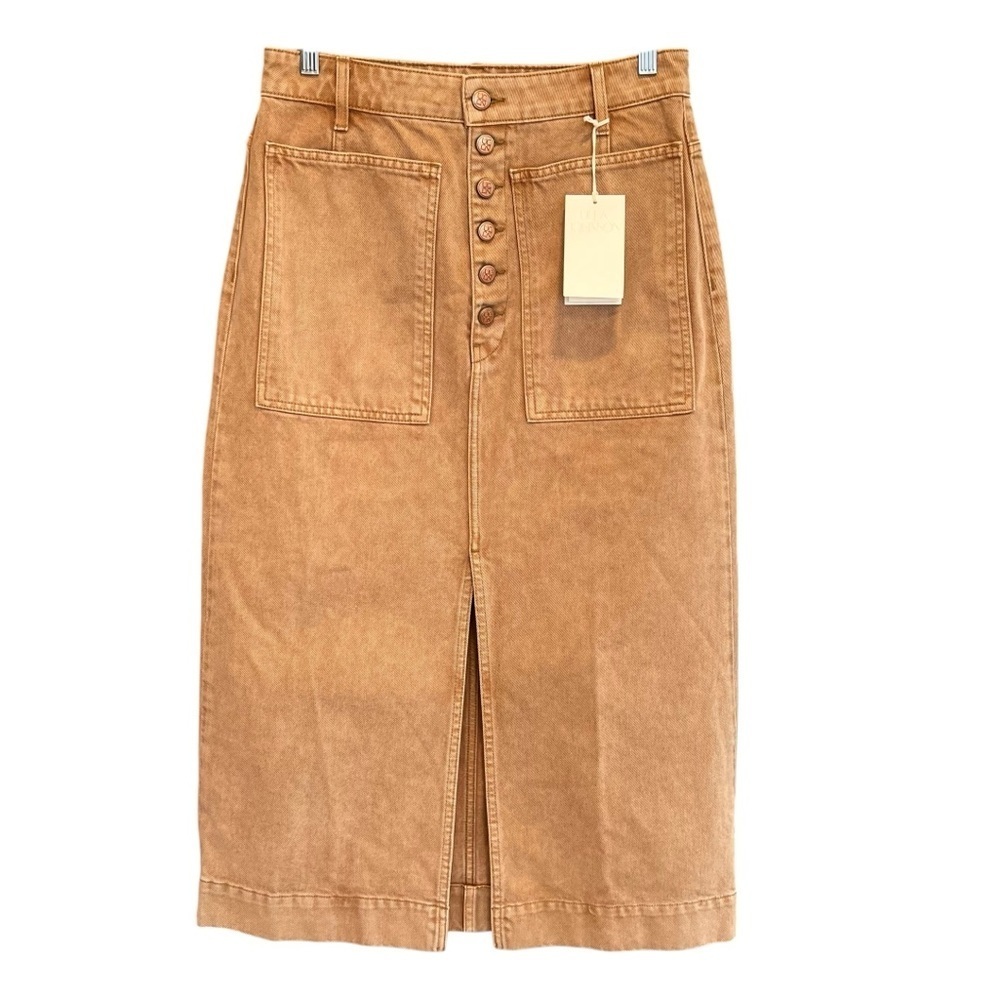 Ulla Johnson Denim The Bea Skirt Stone Dye Wash Size 10 NWT Boho Western Spring